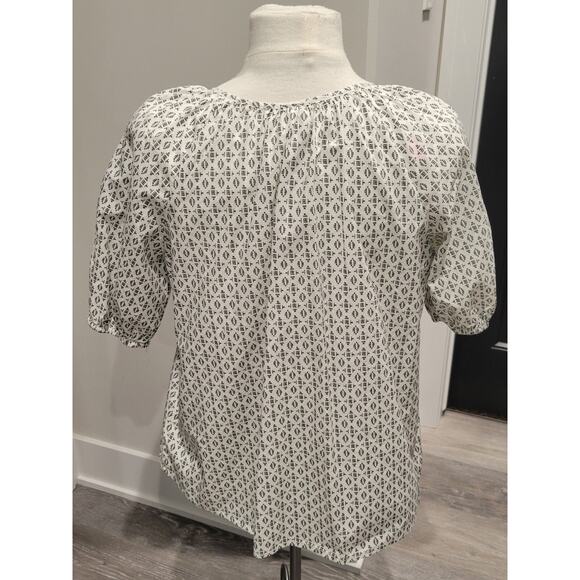 A New Day White Black Geometric Print Boho Peasant Top Tassels Cotton Small - Picture 8 of 12